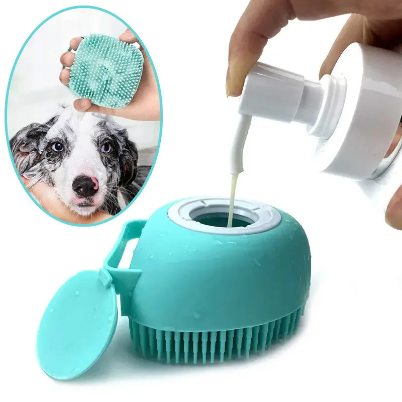 Dog Cat Bath Massage Gloves Brush Soft Safety Silicone