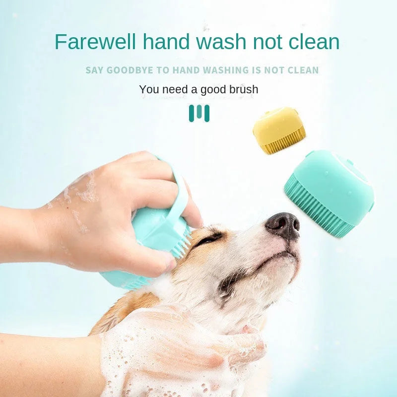 Dog Cat Bath Massage Gloves Brush Soft Safety Silicone