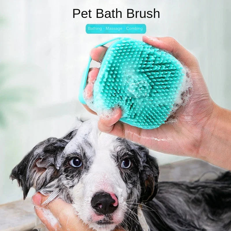 Dog Cat Bath Massage Gloves Brush Soft Safety Silicone